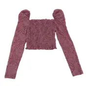Topshop Crop Top Blouse Lace Floral Pink Sparkle Stretch Sz 4 NWT