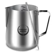 Milk Frothing Pitcher, 12OZ (350ml)– Stainless-Steel Milk Frother Cup with La...