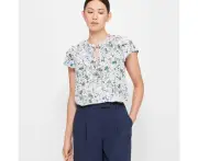 Flutter Sleeve Shirred Collar Blouse - Preview - White