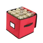 Christmas Ornament Storage Box,600D Oxford Fabric Stores up-to 64 Standard Red