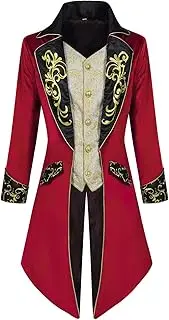 [Generic] Mens Steampunk Medieval Jacket - Medieval Vintage Men's Jacket - Victorian Tailcoat Vintage Halloween Costume for Beast Costume, Vampire Costume, King Costume