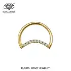 Olivia 14K Solid Gold Heart Shape Moissanite Diamond Daith Hinged Hoop Septum