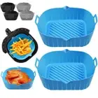 2Pcs Air Fryer Silicone Pot with Handle Reusable Air Fryer Liner Heat-·-'