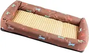 Happyyami Pet Cooling Mat Summer Rattan Grass Pet Seat Pad Cozy Sleeping Cushion for Dogs and Cats S Brown Durable and Comfortable Design for Hot Weather