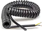 Spring power cord, Coiled extension cord, 2 Cores Spiral Expandable Wire 24AWG 20AWG 17AWG 14AWG Black Power Cord 2.5-7.5 Meters Spring Telescopic Cable Spiral Extension(2 Core 17awg,Line length 7.5 m