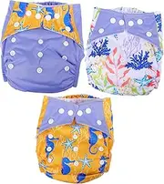 Beatifufu Elegant Digital Print Baby Nappies 3pcs Washable Reusable Safe for Skin