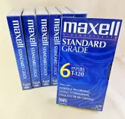 7 New Sealed Maxell T-120 6 hours Standard Grade Video Cassette Tapes
