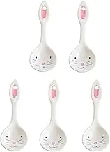 Tablespoons 5 Packs of Cute Super Cute Pink Ceramic Seasoning Spoons Cute Coffee Spoons Long Ears Bunny Spoons Serving Spoon