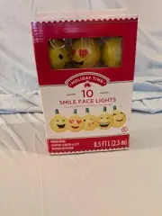 Holiday Time Emoji Smiley Smile Face String Lights -10 Lights Indoor/Outdoor