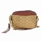 Coach Shoulder Bag With Tassel Crossbody Logo Pvc Leather Brown 31208 Gy18 /Mq