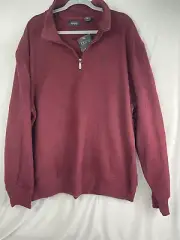 IZOD Mens Fleece Quarter-Zip Pullover Sweatshirt XL Wine Blaze NWT