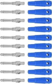 4mm 7Pin Banana Plug Copper 32A Stackable Male Plugs with Soft Sleeve Screw Tight, for Speaker TV Computer Etc (Blue)