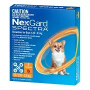 NexGard Spectra Extra Small Dog 2-3.5kg Flea Tick Worms Heartworm Chew 3 pack
