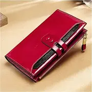 [SKUZA] Wallet,Card Bag,Ladies Wallet Leather Vintage Purse Female Women Large Capacity Square Clutch Bag Fashion Solid Color Portable Card Cases (Black) (Color : Wine Red)