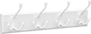 SONGMICS Coat Rack, Wall-Mounted Coat Rack, Coat Hook with 4 Tri-Hooks, Hook Rack for Bags, Coats, for Hallway, Living Room, Bedroom, White LHR30WT