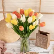 Realistic Touch Artificial Tulips Stems in Multiple Colors - Set of 6