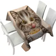 Funny Kittens Drinking Hot Chocolate Tabby Cat Tablecloth