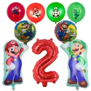Super Mario Bros 2nd Birthday Party Balloons Set Red Green balloons