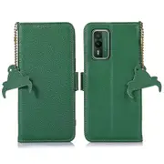 For Nokia XR21 RFID Blocking Phone Cover Stand Genuine Cow Leather Phone Wallet Case