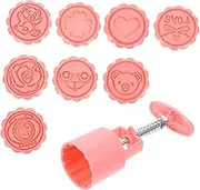 DINHEAROM 9Pcs Moon Cake Molds Baking Tools for Moon Cake Desserts Fondant Molds Pink for Home Baking Festive Celebrations