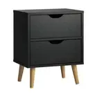 NNEED Bedside Tables 2 Drawers Air Gap Handle Black