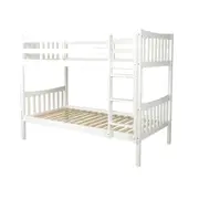 Design Square Wooden Timber Solid Pine King Single Size Bunk Bed Frame - White
