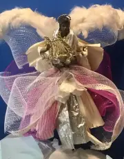 NEW: Handmade Black Angel ChristmasTree Topper: Ceramic Head & Hands Adjustable