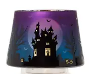 Yankee Candle Halloween Purple Flickering Glass Shade Haunted House Scarecrow