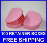 100 Pink Denture Retainer Box Orthodontic Dental Case Mouth Bleach Brace White.