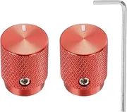 sourcing map 2 Pcs Aluminium Potentiometer Knobs, 1/4"(6mm) IDx1/2"(12.5mm) ODx5/8"(16mm) Height Universal Volume Tone Control Knobs for Guitar, Bass, Oval Indicator, Red