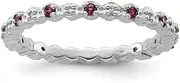 925 Sterling Silver Polished Prong set Stackable Expressions Rhod. Garnet and Diamond Ring USA Size 6 Jewelry for Women