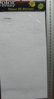 DIY 43 3D LowerCase LETTERS WHITE Fabric 25-45mmTallx10-45mmWThickerStickersL3Ab