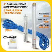 3" Stainless Steel Bore WATER PUMP Deep Well up to 83m head,60 l/min flow