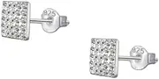 [DENI] 2 Small Square Earrings for Boys with Lots of Small Sparkling Stones 925 Sterling Silver Size 5mm 5mm Sterling Silver No Gemstone, 5mm, Sterling Silver, No Gemstone