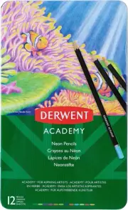 Derwent Academy Neon Colour Pencil Tin of 12