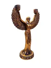 Statue of Isis Standing Winged Candlestick goldleaf handmade by me
