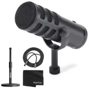 Q9U XLR/USB Dynamic Broadcast Microphone + Desk Microphone Stand + Mic Cable ...