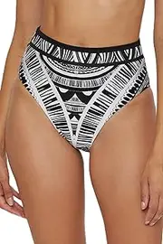 Trina Turk Women's Standard Hula High Waisted Bikini Bottom, Abstract Print, Cheeky Coverage, Swimwear Separates