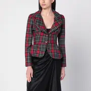 [Vivienne Westwood] Drunken jacket with tartan wool pattern 42 IT Red