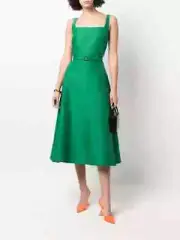 Valentino Square-Neck Belted Midi Dress- With Tags- RRP$6,200 AUD