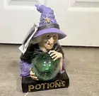 Halloween Witch W/ Glowing Crystal Ball & Book W/ Potions, Light Up