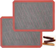 Perforated Silicone Baking Mats, 2 PCS Eclair Silicone Mat Half Sheet with 12 P
