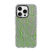 iPhone 16 Pro Clear Case MagSafe Compatible Distorted Plaid - Green