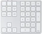 Satechi Bluetooth Extended Numeric Keypad – Slim Rechargeable 34-Key Numberpad – for M4/M2/M1 MacBook Pro/Air, M4/M2/M1 iPad Pro/Air, M2 Mac Mini, iMac M1/M4 (Silver)