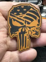 Patriotic Skull Laser Engraved Hook & Loop Patch