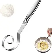 Danish Dough Whisk,Stainless Steel Seamless Wisking Tool for Sourdough Bread Baking, Pizza, Pastry, Cake Batter, Biscuits, Dishwasher Safe,Hand Bread Dough Mixer,Home Bread Making Utensils