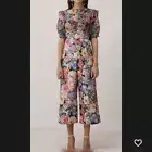 Keepsake The Label Runway Floral Black Hydrangea Cropped Jumpsuit XS Cottagecore