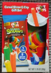 New Kellogg's FROOT LOOPS Edible Fruit Cereal Straws Collectible Cup Toucan Sam