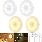 QNUJN Motion Sensor Lights Indoor Rechargeable, Dimmable Night Light Warm/Cool White, Magnetic Stick on Wall, USB-C Charging Stair Lights, Auto/On/Off Modes, for Closet, Hallway, Kitchen, Cabinet