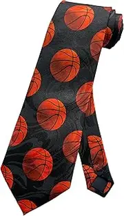 [Steven Harris] Mens Basketball Balls Necktie | Black | Neck Tie, Black, One size